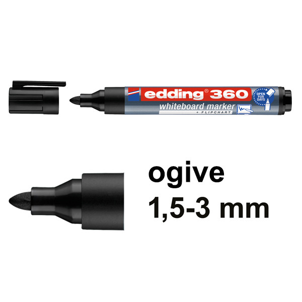 Edding 360 marqueur pour tableau blanc (1,5 - 3 mm) - noir 4-360001 240534 - 1