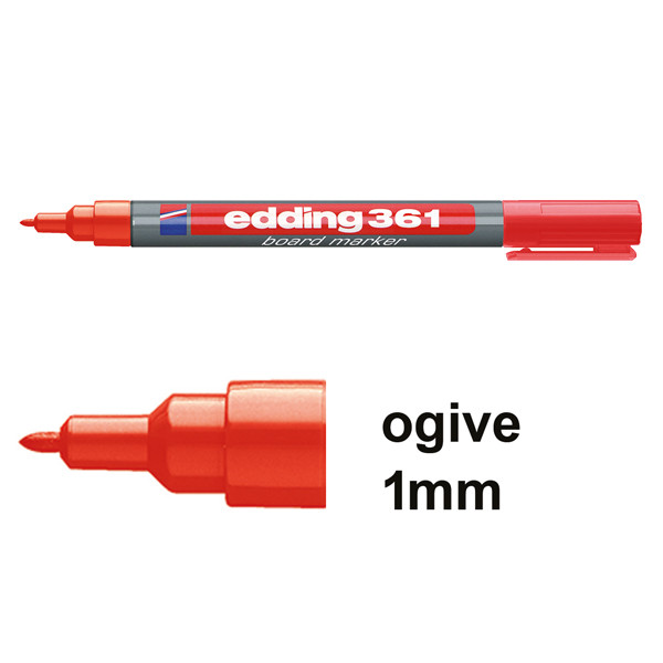 Edding 361 marqueur pour tableau blanc (1 mm - ogive) - rouge 4-361002 200656 - 1