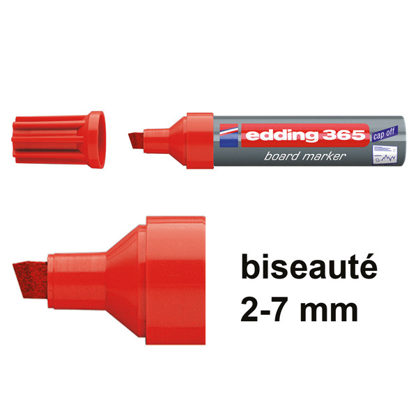 Edding 365 marqueur pour tableau blanc (biseauté de 2 - 7 mm) - rouge 4-365002 200664 - 1