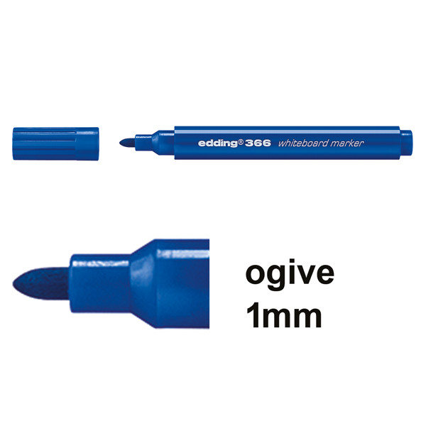 Edding 366 marqueur mini pour tableau blanc (1 mm - ogive) - bleu 4-366003 200881 - 1