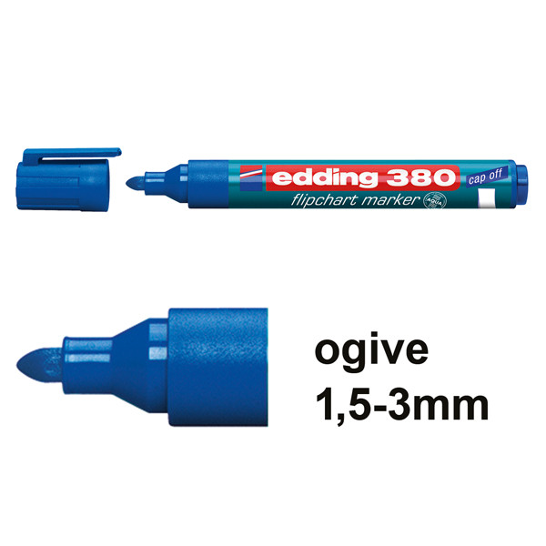 Edding 380 marqueur pour chevalet (1,5 - 3 mm ogive) - bleu 4-380003 200952 - 1