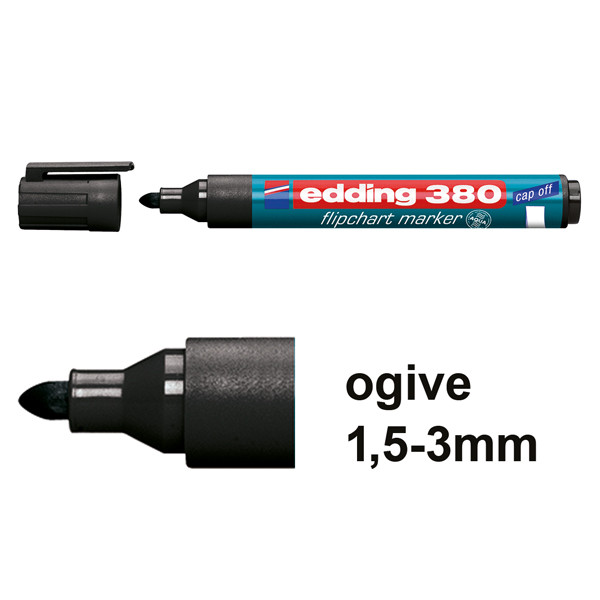 Edding 380 marqueur pour chevalet (1,5 - 3 mm ogive) - noir 4-380001 200950 - 1