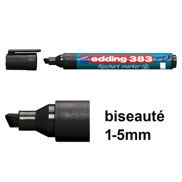 Edding 383 marqueur pour chevalet (1 - 5 mm biseauté) - noir 4-383001 200942 - 1