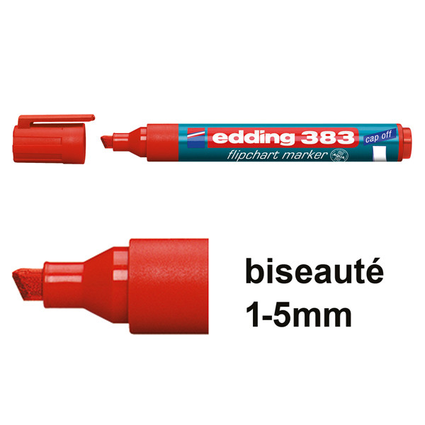 Edding 383 marqueur pour chevalet (1 - 5 mm biseauté) - rouge 4-383002 200943 - 1