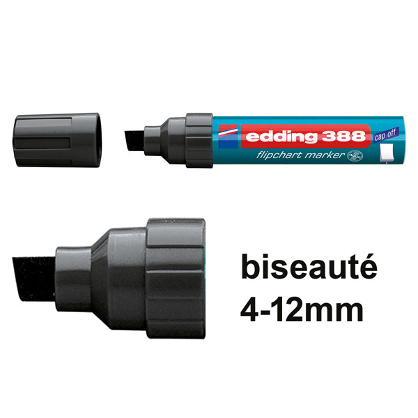 Edding 388 marqueur pour chevalet (4 - 12 mm biseauté) - noir 4-388001 200946 - 1