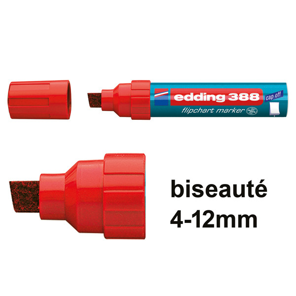 Edding 388 marqueur pour chevalet (4 - 12 mm biseauté) - rouge 4-388002 200947 - 1