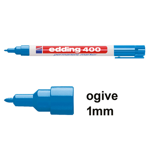 Edding 400 marqueur permanent (1 mm - ogive) - bleu clair 4-400010 200804 - 1