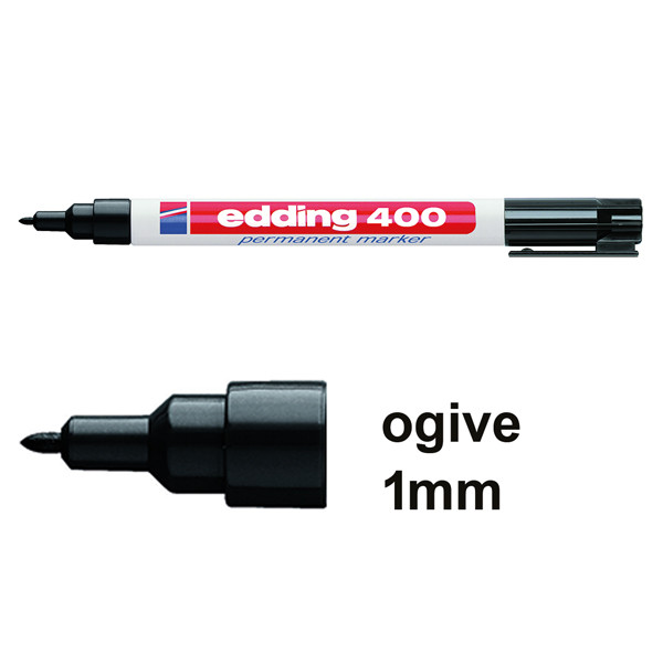 Edding 400 marqueur permanent (1 mm - ogive) - noir 4-400001 200524 - 1