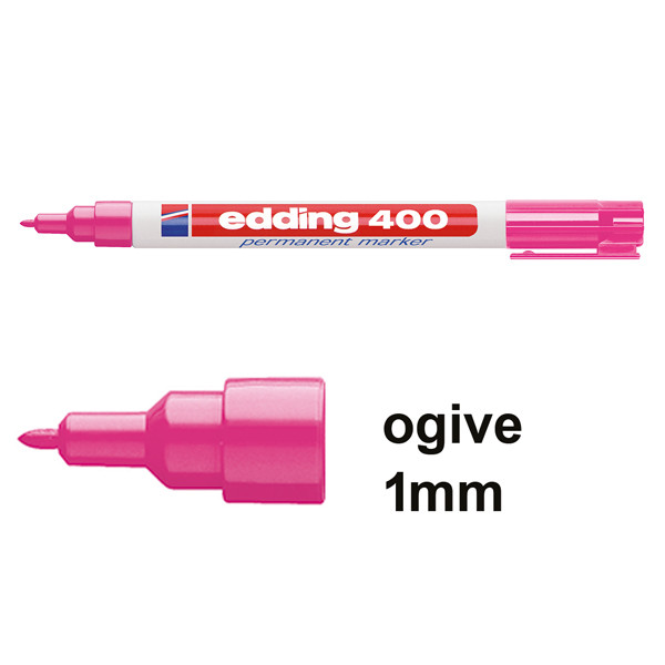 Edding 400 marqueur permanent (1 mm - ogive) - rose 4-400009 200803 - 1