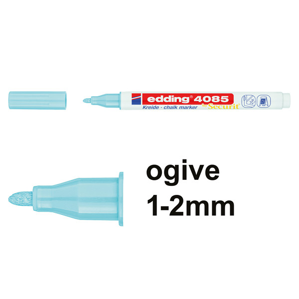 Edding 4085 marqueur craie (1 - 2 mm ogive) - bleu pastel 4-4085139 240113 - 1
