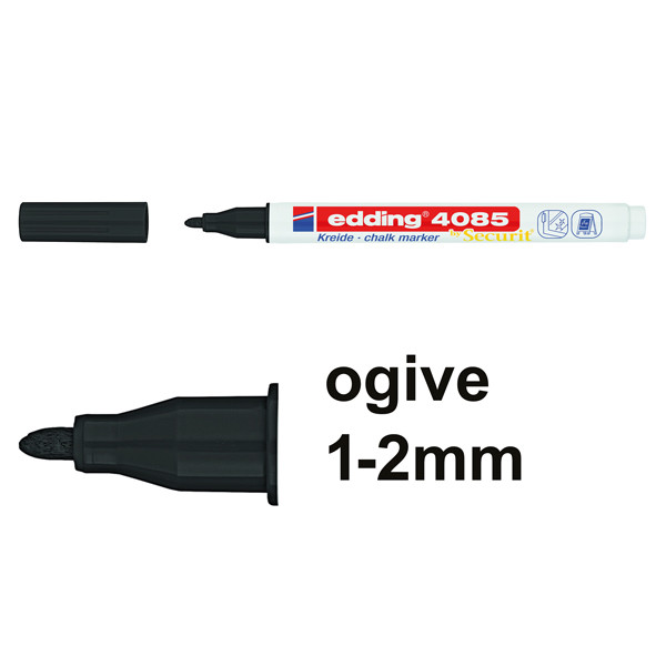 Edding 4085 marqueur craie (1 - 2 mm ogive) - noir 4-4085001 240094 - 1