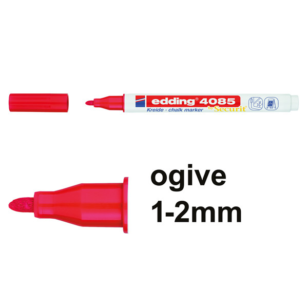 Edding 4085 marqueur craie (1 - 2 mm ogive) - rouge 4-4085002 240095 - 1