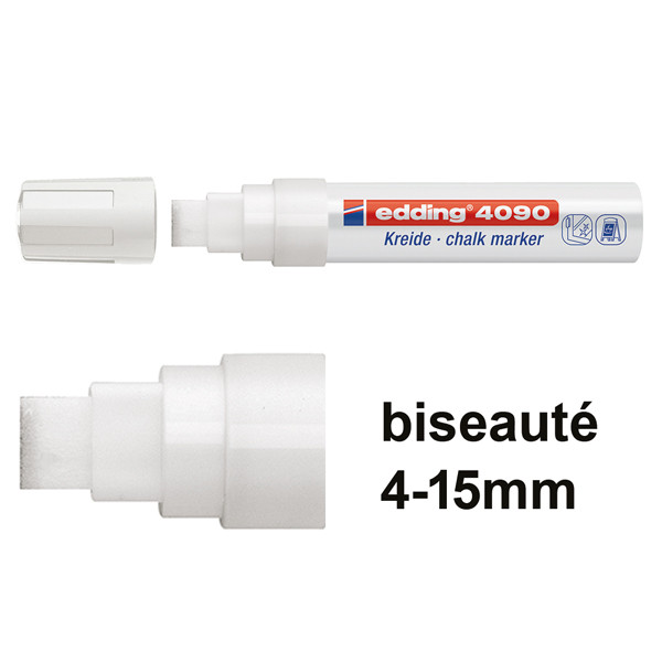 Edding 4090 marqueur craie liquide (4 - 15 mm biseauté) - blanc 4-4090049 200893 - 1