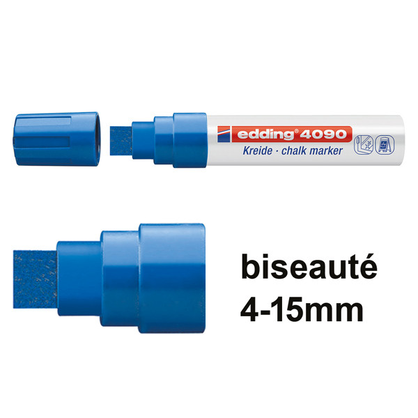 Edding 4090 marqueur craie liquide (4 - 15 mm biseauté) - bleu 4-4090003 200889 - 1