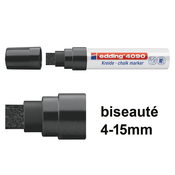 Edding 4090 marqueur craie liquide (4 - 15 mm biseauté) - noir 4-4090001 200887 - 1