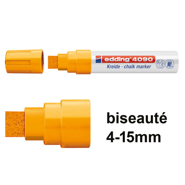 Edding 4090 marqueur craie liquide (4 - 15 mm biseauté) - orange fluo 4-4090066 200895 - 1
