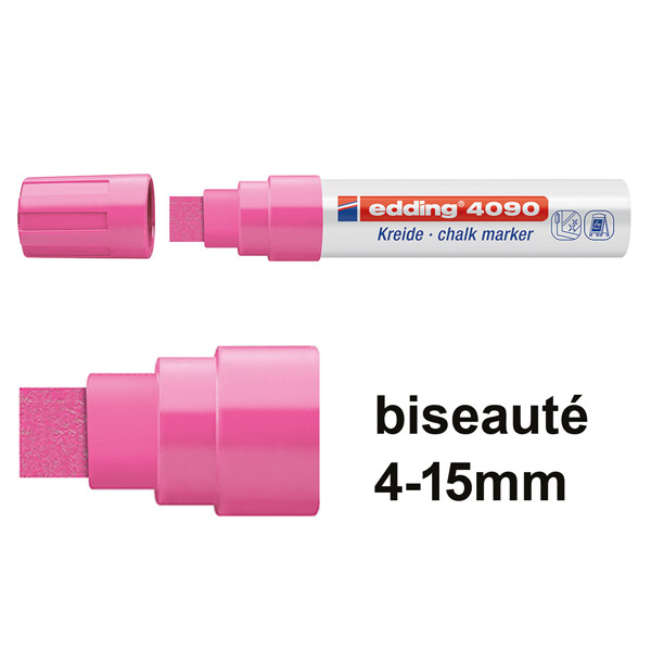 Edding 4090 marqueur craie liquide (4 - 15 mm biseauté) - rose fluo 4-4090069 200896 - 1