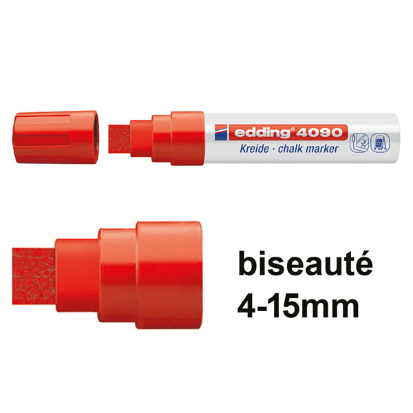 Edding 4090 marqueur craie liquide (4 - 15 mm biseauté) - rouge 4-4090002 200888 - 1