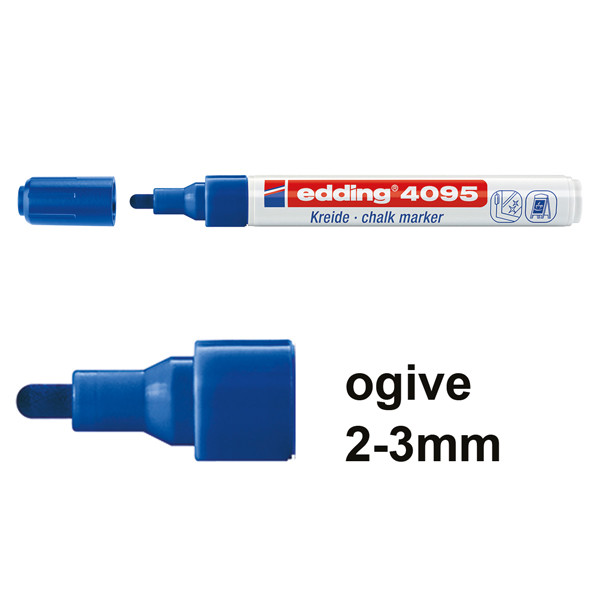 Edding 4095 marqueur craie liquide (2- 3 mm ogive) - bleu 4-4095003 200899 - 1