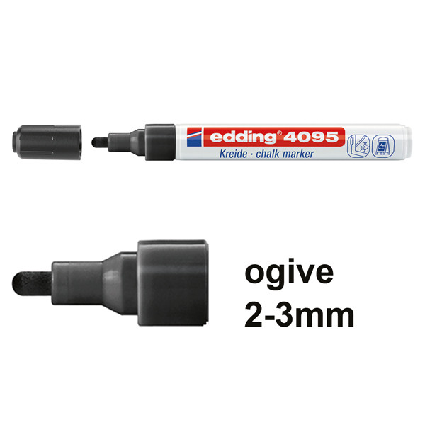 Edding 4095 marqueur craie liquide (2- 3 mm ogive) - noir 4-4095001 200897 - 1