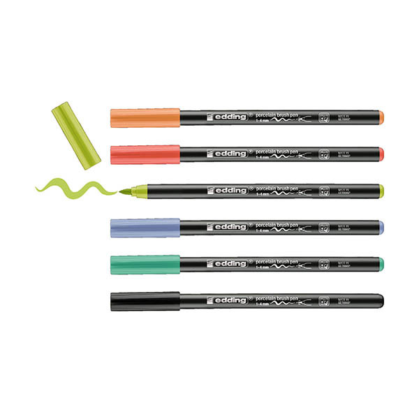 Edding 4200 marqueurs pour porcelaine 6 pièces (pointe pinceau 1-4 mm) - assorti 201059 - 1