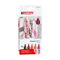 Edding 4500 set de marqueurs textiles couleurs chaudes 5 pièces (2 - 3 mm ogive)
