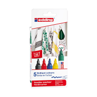 Edding 4500 set de marqueurs textiles couleurs de base 5 pièces (2 - 3 mm ogive) 404856
