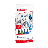 Edding 4500 set de marqueurs textiles couleurs froides 5 pièces (2 - 3 mm ogive)