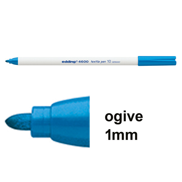Edding 4600 marqueur textile (1 mm ogive) - bleu clair 4-4600010 200768 - 1