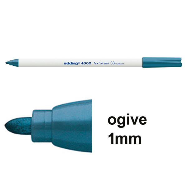 Edding 4600 marqueur textile (1 mm ogive) - bleu d'Orient 4-4600033 200910 - 1
