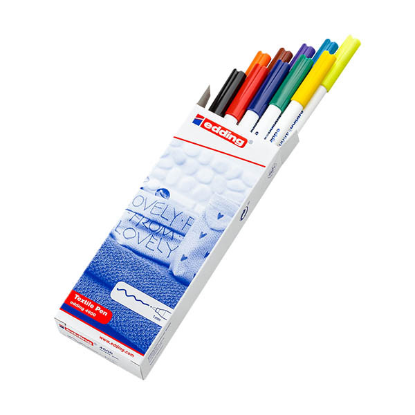 Edding 4600 set de marqueurs textiles couleurs de base 10 pièces (1 mm ogive) 404855 - 1