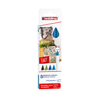 Edding 4600 set de marqueurs textiles couleurs froides 5 pièces (1 mm ogive) 404852