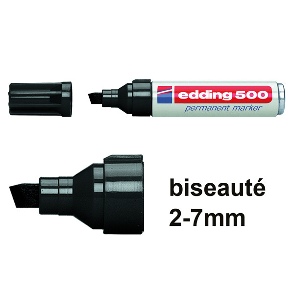 Edding 500 marqueur permanent (2 - 7 mm biseautée) - noir 4-500001 200516 - 1