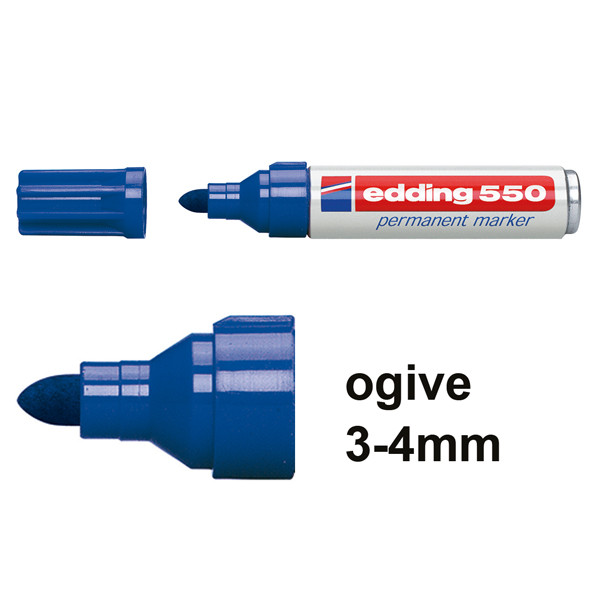 Edding 550 marqueur permanent (3 - 4 mm ogive) - bleu 4-550003 200833 - 1