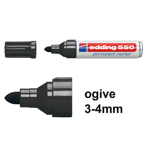 Edding 550 marqueur permanent (3 - 4 mm ogive) - noir 4-550001 200831 - 1
