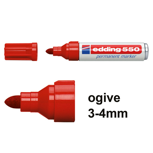Edding 550 marqueur permanent (3 - 4 mm ogive) - rouge 4-550002 200832 - 1