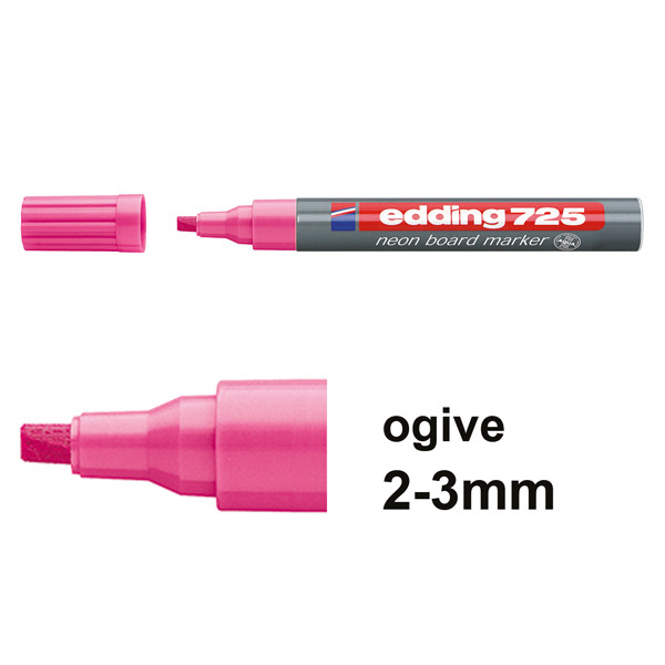 725 Marqueur fluorescent à pointe biseautée pour les surfaces lisses foncées 2 à 5 mm Rose fluo Edding e 