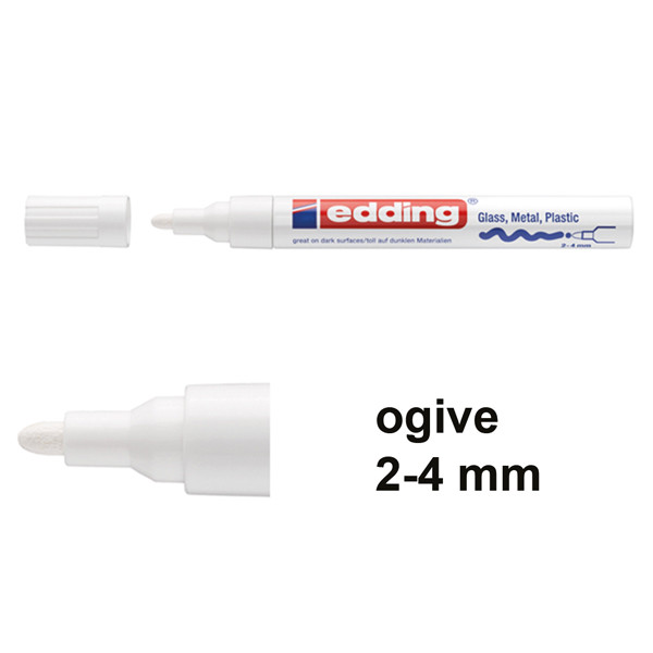 Edding 750 marqueur peinture à encre brillante (2 - 4 mm ogive) - blanc 4-750-9-049 240506 - 1