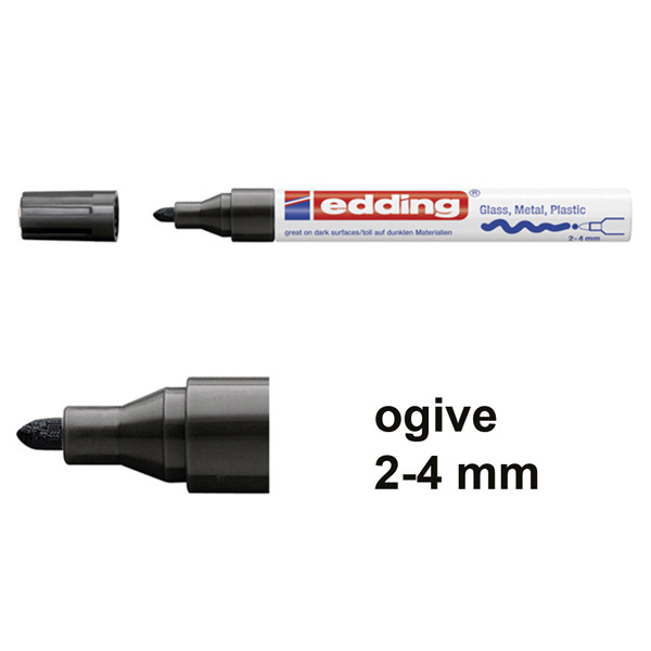 Edding 750 marqueur peinture à encre brillante (2 - 4 mm ogive) - noir 4-750-9-001 240500 - 1