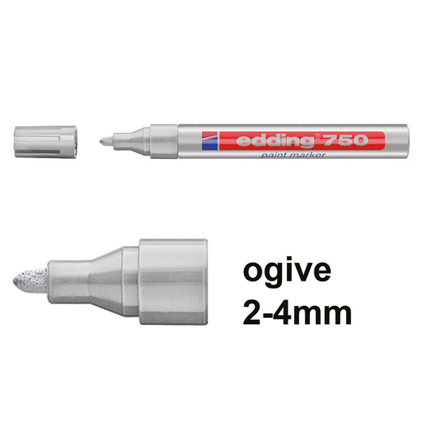 Edding 750 marqueur peinture (2 - 4 mm ogive) - argent 4-750054 200592 - 1