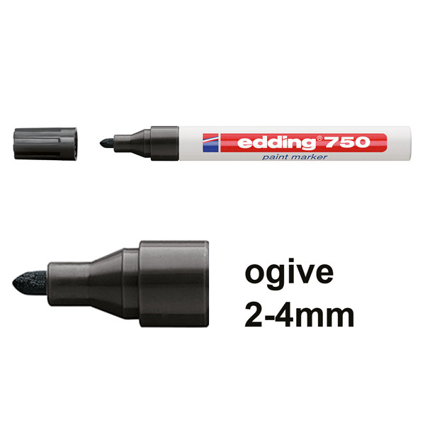 Edding 750 marqueur peinture (2 - 4 mm ogive) - noir 4-750001 200568 - 1