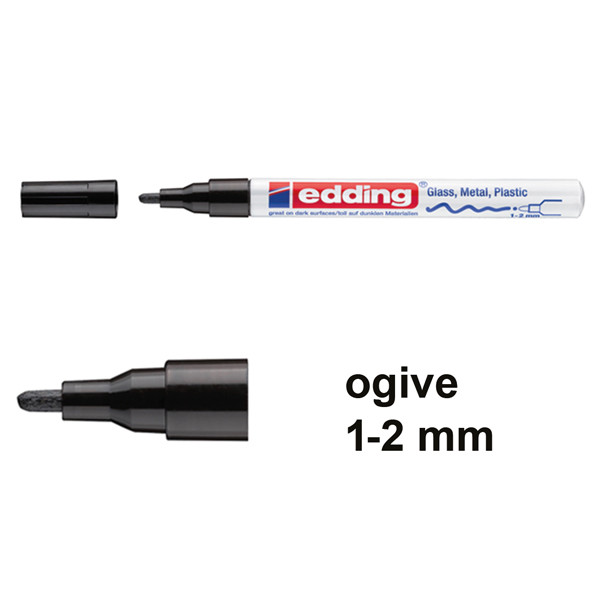 Edding 751 marqueur peinture à encre laquée (1 - 2 mm ogive) - noir 4-751-9-001 240509 - 1