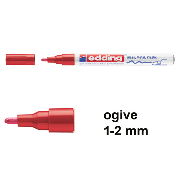 Edding 751 marqueur peinture à encre laquée (1 - 2 mm ogive) - rouge 4-751-9-002 240510 - 1