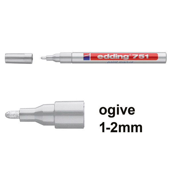 Edding 751 marqueur peinture (1 - 2 mm ogive) - argent 4-751054 200620 - 1