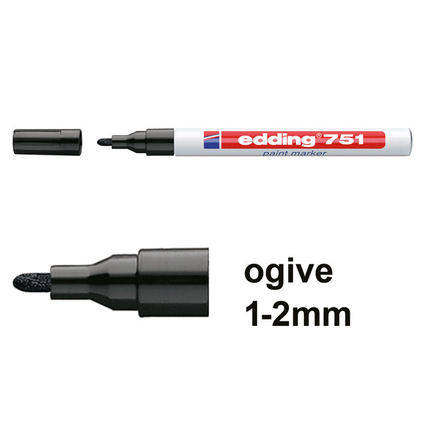 Edding 751 marqueur peinture (1 - 2 mm ogive) - noir 4-751001 200596 - 1