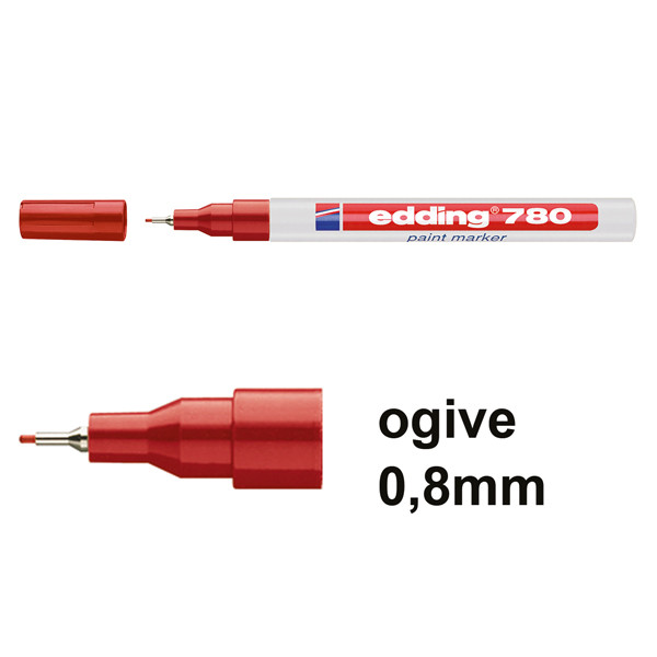 Edding 780 marqueur peinture à encre brillante (0,8 mm ogive) - rouge 4-780002 200626 - 1