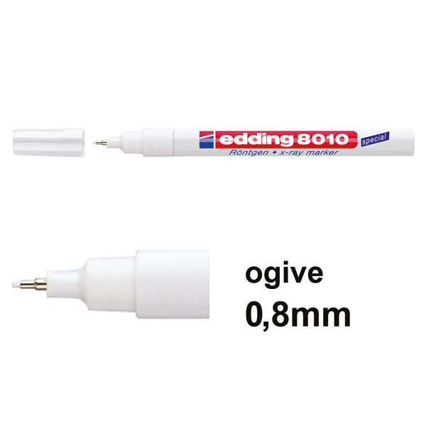 Edding 8010 marqueur spécial radiologie (0,8 mm ogive) - blanc 4-8010049 239197 - 1