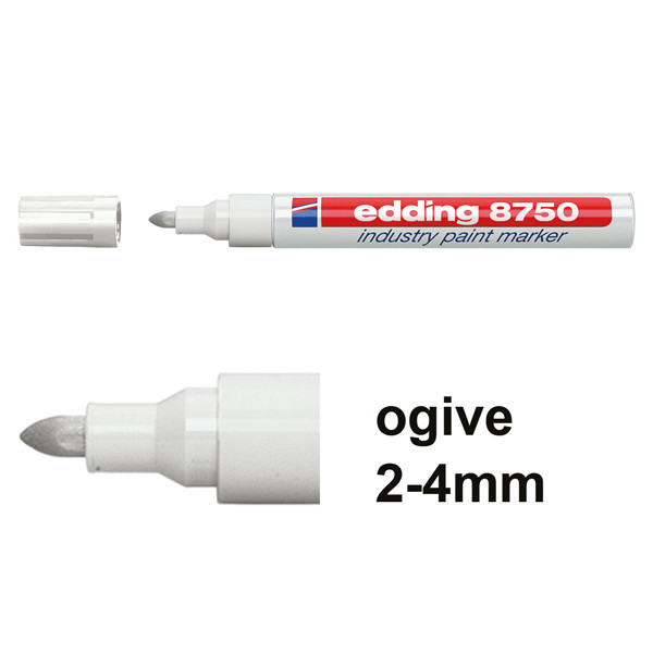 Edding 8750 marqueur peinture spécial industrie (2 - 4 mm ogive) - blanc 4-8750049 200782 - 1