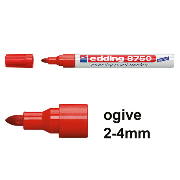 Edding 8750 marqueur peinture spécial industrie (2 - 4 mm ogive) - rouge 4-8750002 200772 - 1