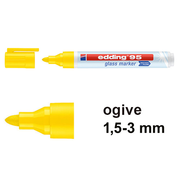 Edding 95 marqueur pour tableaux en verre (1,5 - 3 mm ogive) - jaune 4-95005 240586 - 1